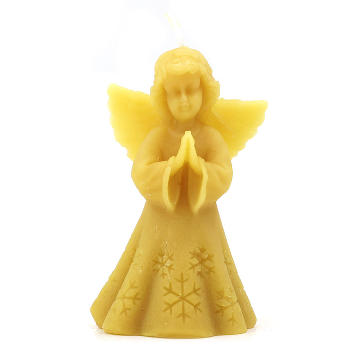 The Candle Works | Large Angel with Snowflakes Beeswax Candle