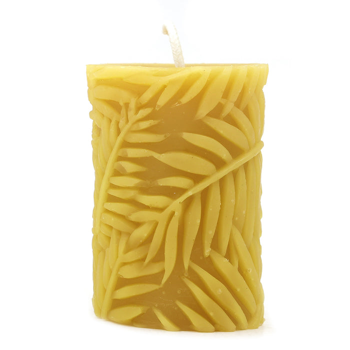 The Candle Works | Cylinder with Leaves Beeswax Candle