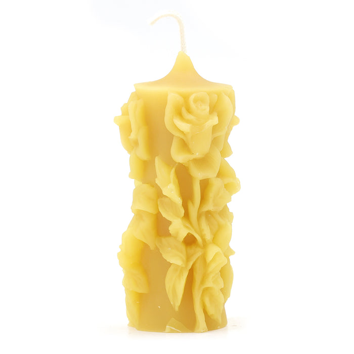 The Candle Works | Pillar with Roses Beeswax Candle