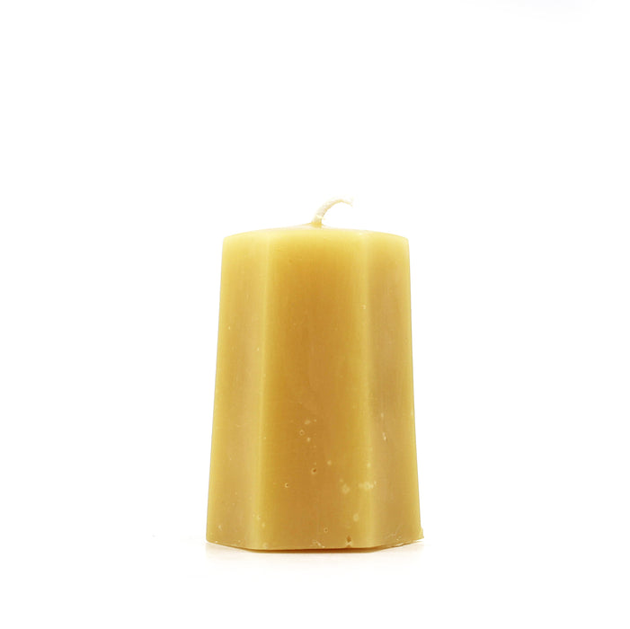 The Candle Works | Tapered Hexagon 3" | Pure Beeswax