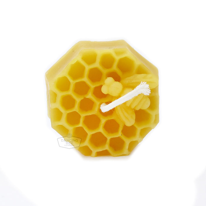 The Candle Works |  Hexagon Honeycomb with Bee | Pure Beeswax Candle